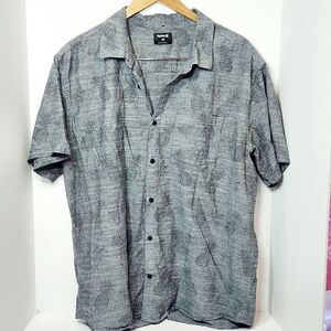 Beach Hurley Size XXL GRAY Short Sleeve Button Down Pineapple Stretch Shirt